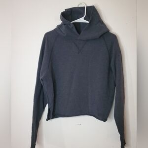 Lululemon Cropped Soft Stretchy Hoodie Grey Oversized Hood Womens